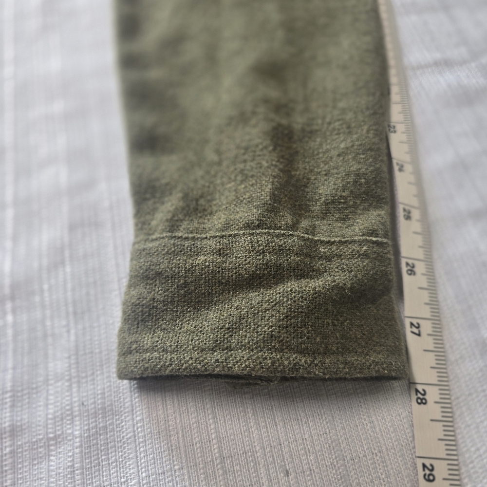 ASOS Designs Men’s Wool Blend Flannel Size Med Long Army Green Gorpcore Grunge - Picture 9 of 10